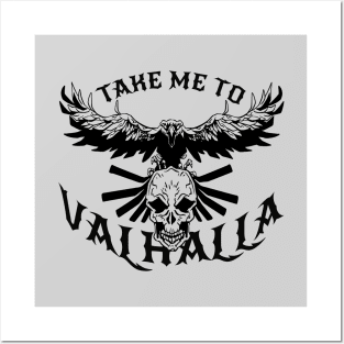 Valhalla Design with skull and crow Posters and Art